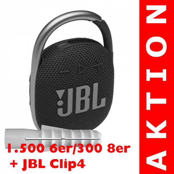 1.500 6er / 300 8er + 1 JBL Clip4 Box